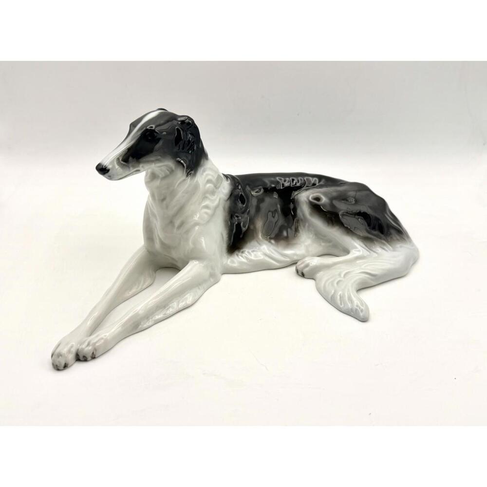 GERMAN ROSENTHAL 10.5” LONG BORZOI DOG FIGURINE, ART DECO